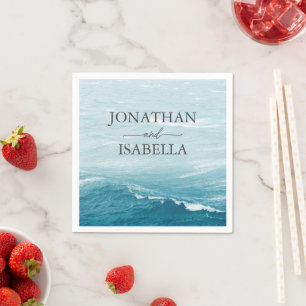 Summer wedding by the blue wavy sea ombre ocean napkins
