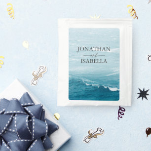 Summer wedding by the blue wavy sea ombre ocean tea bag drink mix