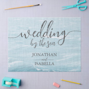Summer wedding by the blue wavy sea ombre ocean tissue paper
