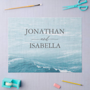 Summer wedding by the blue wavy sea ombre ocean tissue paper