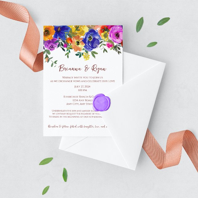 Summer Wedding Colorful Flowers Invitation (Creator Uploaded)
