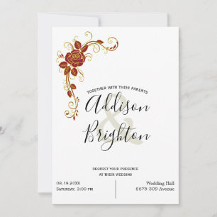 Summer Wedding Elegant Stylized Rose Invitation