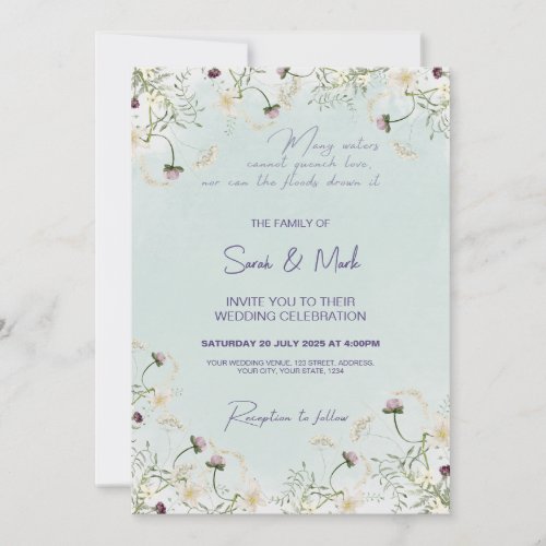 Summer Wedding Invitation Floral Song of Solomon Invitation