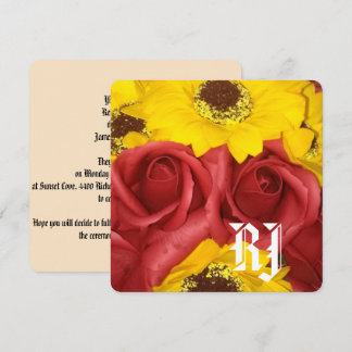 Summer wedding invitation roses sunflower photo