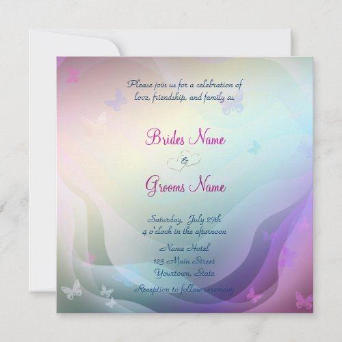 Summer Wedding Invitation with pearl hearts
