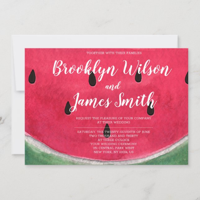 Summer Wedding Invitations With Watermelon (Front)