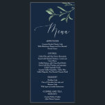 Summer Wedding Navy Blue Foliage Menu Card<br><div class="desc">Summer Wedding Navy Blue Foliage Menu Card.</div>