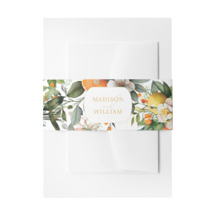 Summer Wedding Orange Citrus Fruit Personalized Invitation Belly Band