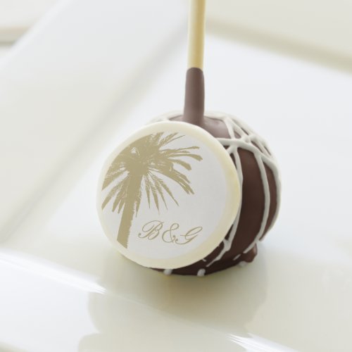 Summer wedding palm tree logo monogram chocolate cake pops