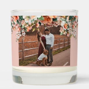 Summer Wedding Photo Watercolor Floral Peach Scented Candle