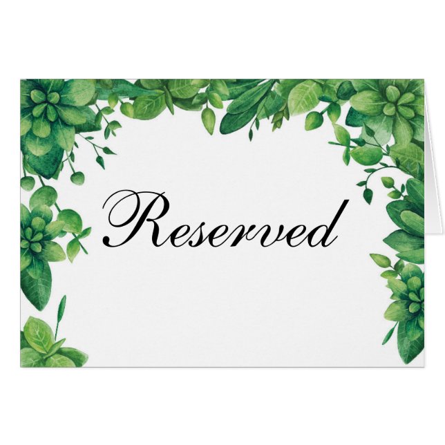 Summer wedding reserved sign. Woodland table card (Front Horizontal)