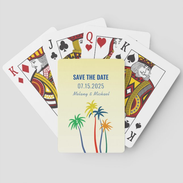 Summer Wedding Save The Date Invitation Poker Cards (Back)