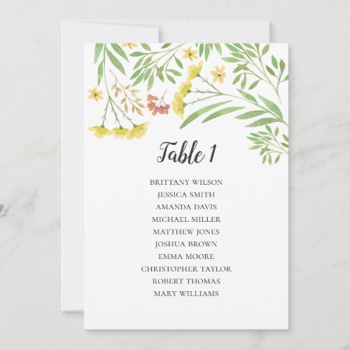 Summer wedding seating chart Floral table plan Invitation
