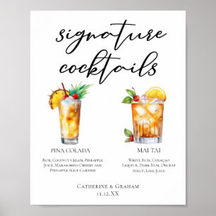 Summer Wedding Signature Cocktails Menu Poster