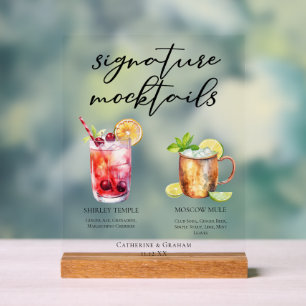 Summer Wedding Signature Mocktails Menu Acrylic Sign