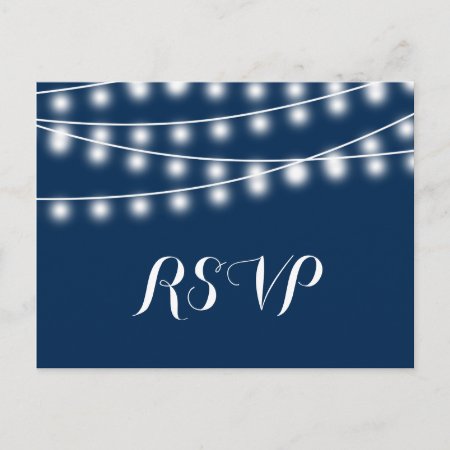 Summer Wedding String Lights Rsvp Invitation Postcard