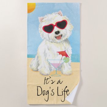 Summer Westie Beach Towel by DogsInk at Zazzle