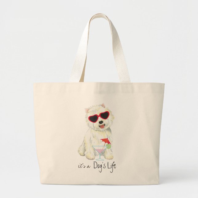 Summer Westie Large Tote Bag (Front)