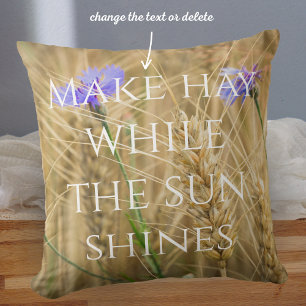 Summer wheat field with blue cornflowers throw pil pillow