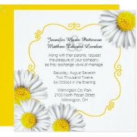 Summer White Daisies Wedding Invitation