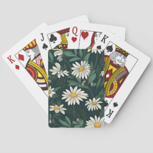 Summer White Daisy Meadow Poker Cards