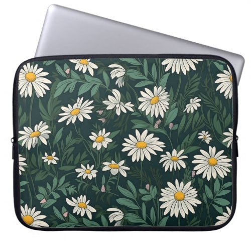 Summer White Digial Daisy  Laptop Sleeve