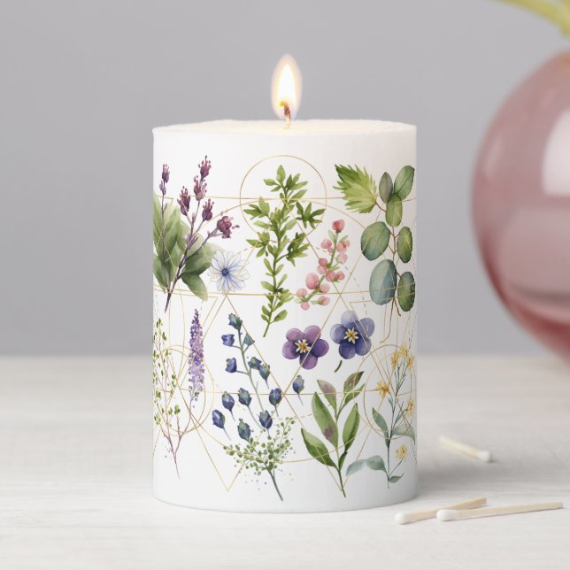Summer Wild Flowers Pillar Candle (In Situ)