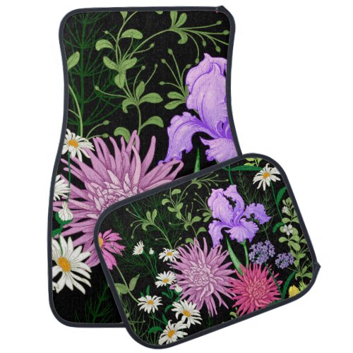 Summer Wild Flowers Seamless Sketch Car Floor Mat