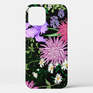 Summer Wild Flowers Seamless Sketch iPhone 12 Case