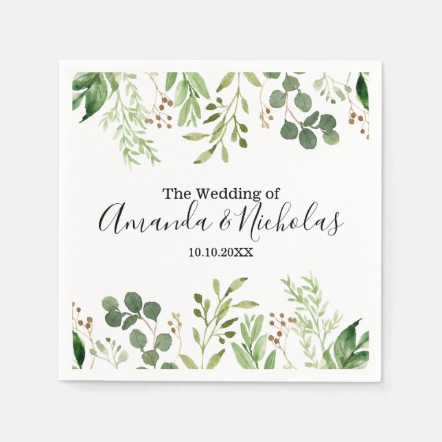 Summer Wild Meadow |  green Wedding Napkins (Front)