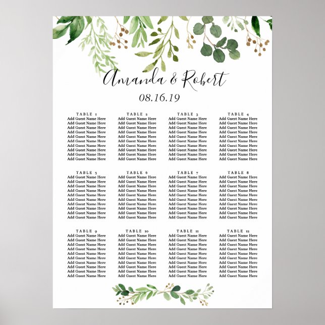 Summer Wild Meadow Seating Chart (Front)