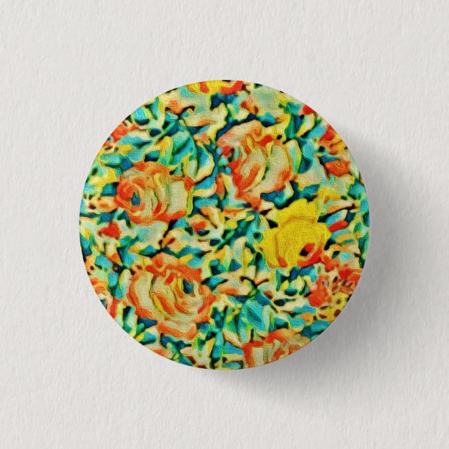 Summer Wild Rose Flower Garden  Button (Front)