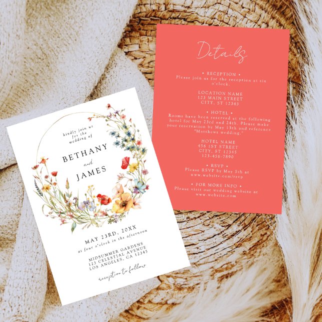 Summer Wildflower All in One Wedding Invitation (Creator Uploaded)