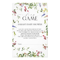 Summer Wildflower Baby Shower Bingo Game Flyer