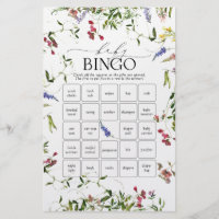 Summer Wildflower Baby Shower Bingo Game Flyer