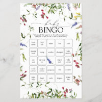Summer Wildflower Baby Shower Bingo Game