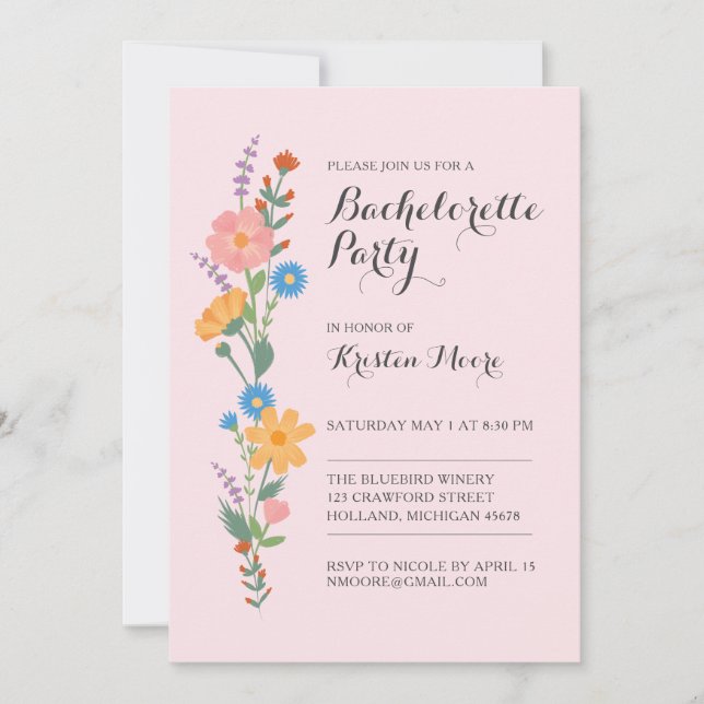 Summer Wildflower Bachelorette Invitation (Front)