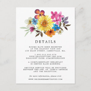 Summer Wildflower Boho Wedding Guest Details Enclosure Card