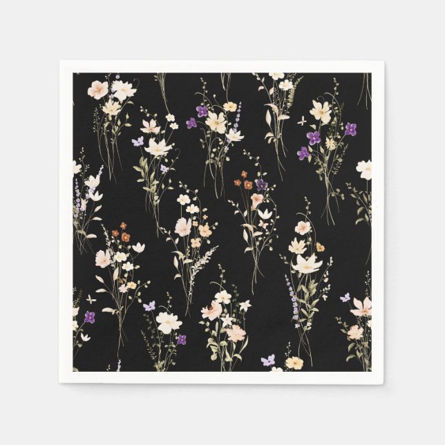 Summer Wildflower Bouquets Abstract Design Napkins (Front)