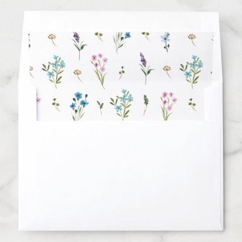 Summer Wildflower Bridal or Baby Shower Invitation Envelope Liner