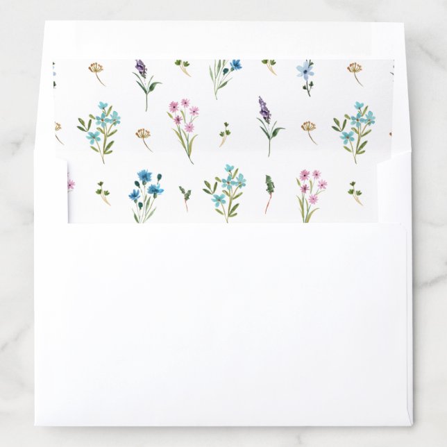 Summer Wildflower Bridal or Baby Shower Invitation Envelope Liner (In Envelope)
