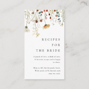 Summer Wildflower Bridal Shower Recipe Request Enclosure Card