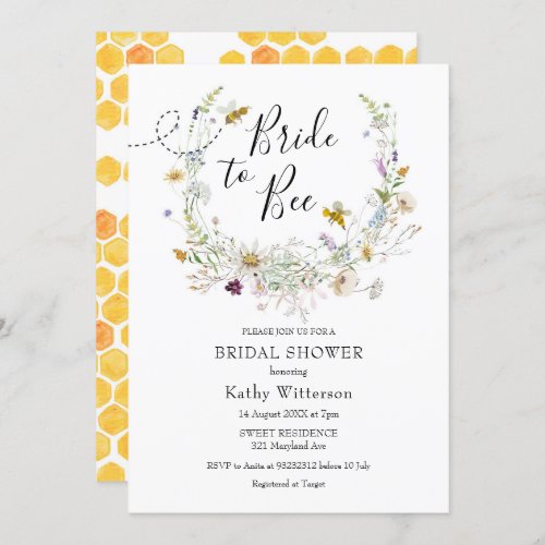 Summer Wildflower Bride to Bee Bridal Shower Invitation