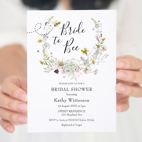 Summer Wildflower Bride to Bee Bridal Shower Invitation