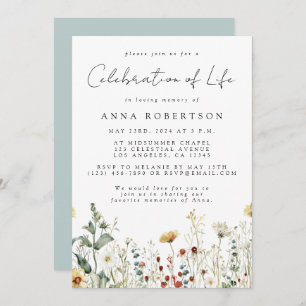 Summer Wildflower Celebration of Life Funeral Invitation