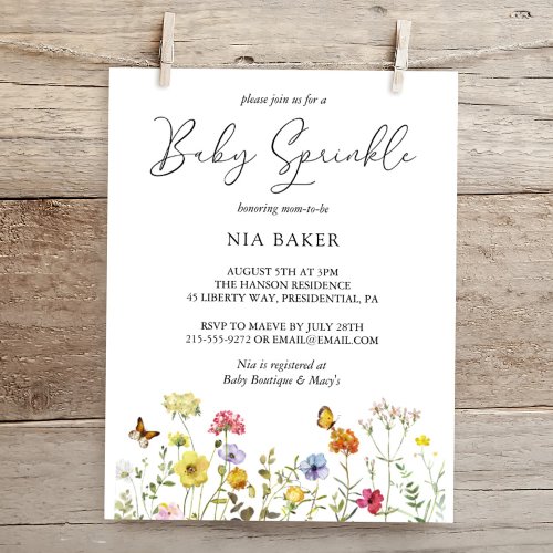Summer Wildflower Colorful Botanical Baby Sprinkle Invitation