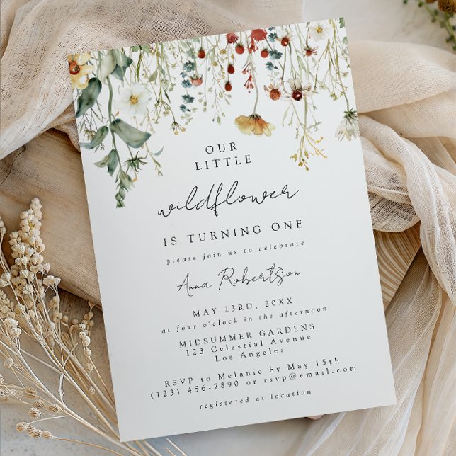 Summer Wildflower Field 1st Birthday Invitation (Creator Uploaded)