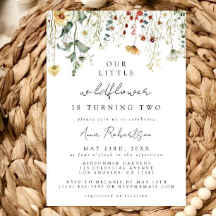 Summer Wildflower Field 2nd Birthday Invitation