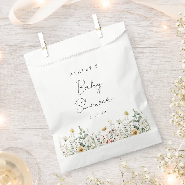 Summer Wildflower Field Baby Shower Favor Bag (Clipped)