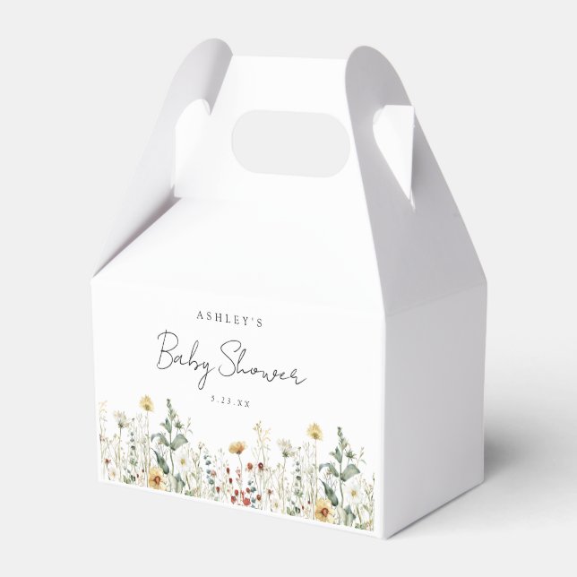 Summer Wildflower Field Baby Shower Favor Boxes (Front Side)